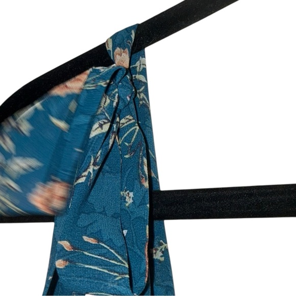 New ▶️ Natural Life  ◀️ Eloise Teal Blue Floral Smocked Tie Strap Tank Top - Picture 7 of 16